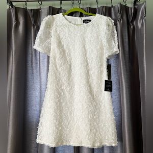 Lulus Always For You White Puff Sleeve Mini Dress, size Medium